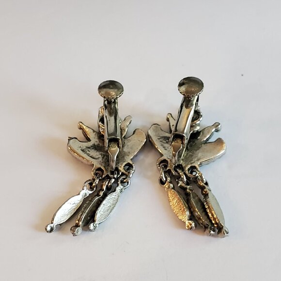 Vintage Southwest Stud Earrings Petit Point Silver Turquoise Screw Back - Picture 4 of 4